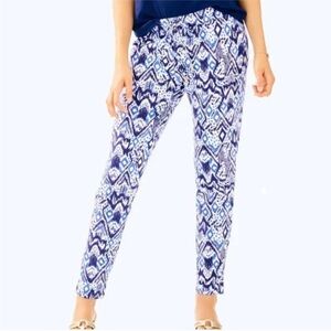 EUC LILLY PULITZER beckon blue Lola pull-on pants, medium
